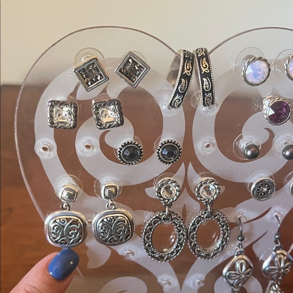 Lot of Brighton Silver and colored stone, 11 pairs of Earrings all for $45! - Picture 2 of 7